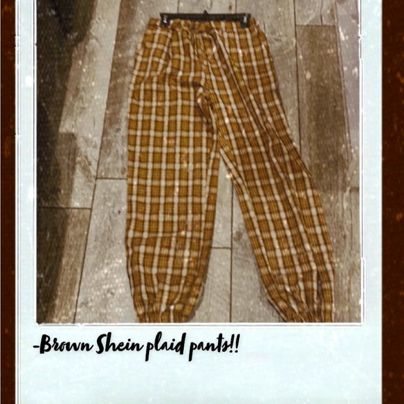 🐿️🥧SHEIN CHESTNUT BROWN PLAID PANTS!! 🥧🐿️ - Picture 1 of 3